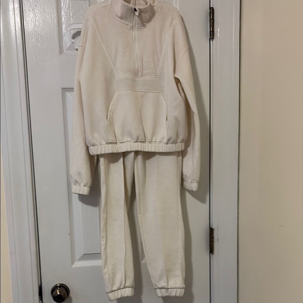 Scuba Carolina Cream Jogger Set Sweatpants with Elastic Cuffs
